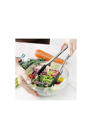 Silikon Uçlu Kilit Sistemli Paslanmaz Çelik Kızartma Maşası