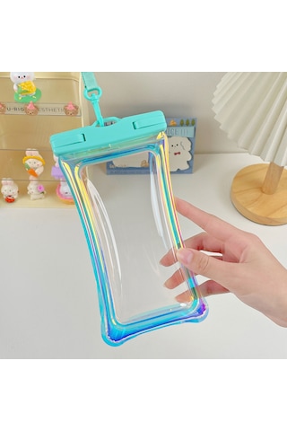 Skycity Mavi Tpu Su Geçirmez Telefon Kılıfı - Yüzme Dalış Kamp İçin Lastikli Hareketli Transparan Koruyucu Torba Göl Mavi