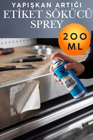 Etiket Sökücü Sprey 200 Ml Yapışkan, Mastik, Reçine Ve Bant Artığı Temizleyici Sprey Cam, Metal, Ahşap, Mobilya, Zemin Ve Plastik Yüzeyler İçin Ekstra Güçlü Leke Çıkarıcı Ve İz Bırakmayan Özel Formül Diğer