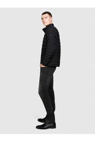 Sisley Kolu Logo Etiketli Fermuarlı Cepli Hafif Ceket Erkek Siyah Mont - 324p24uwsn02r