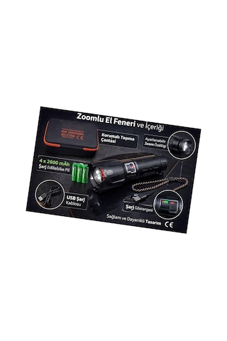 6000 Lümen 60w Şarjlı El Feneri - 2 Km Menzilli 10400 Mah Powerbank 4 Pilli Metal Fener Rt-t709 Çok Renkli