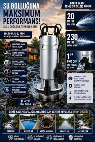 Dcr 1400 Kuyu Dalgıç Pompası Şamandralı Temiz Su İçin Filitreli 2.5 Hq 20 Mt Dik Atar Dcr 1400 Kuyu Dalgıç Pompası Şamandralı Temiz Su İçin Filitreli 2.5 Hq 20 Mt Dik Atar