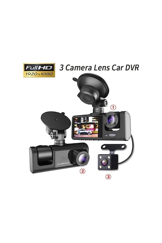 Tongxida 3 Lens Kamera Araç İçi Kamera, Beyaz, Model Xyz, Boyut M, Tüm Araçlar İçin Uygun