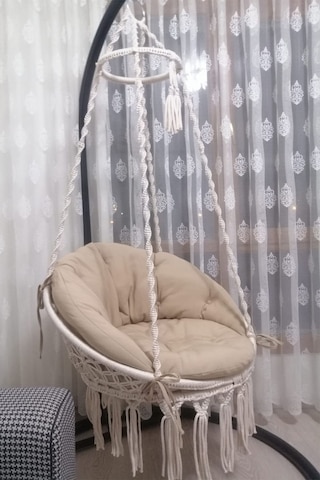 Tek Kişilik Makrome El Örgüsü Salıncak Krem Minder Ve Askı Demiri İle - Mis38003ma Krem