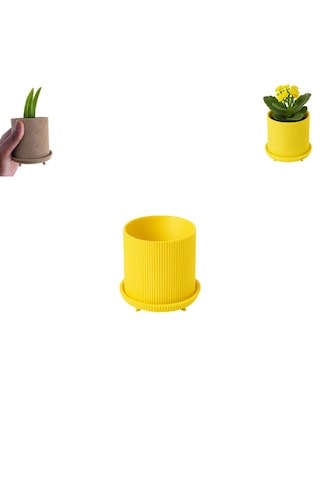 Özel 3d Baskı Ayaklı Küçük Saksı Raf Masa Vb. Saksısı Kendinden Altlıklı Ayaklı Küçük Saksı Sarı