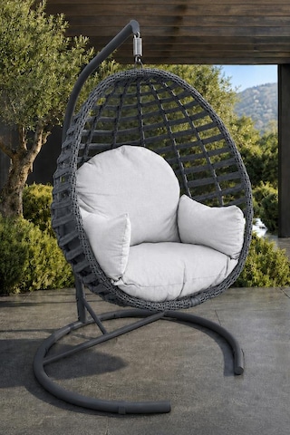 Niron Royal Rattan Bahçe Salıncağı Antrasit - Minderli Modern Salıncak