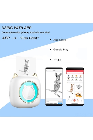 Lemestar C23 Bluetooth Isı Transferli Etiket Yazıcı - Fotoğraf, Not, Defter, Fatura Yazdırma - 1 Adet Isı Kağıdı İle - Yerleşik Lityum Pil 1200mah