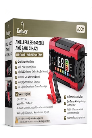12v/8a Pulse Onarım Modlu Akü Şarj Cihazı Dijital Göstergeli Akıllı Akım Korumalı - Kış/yaz