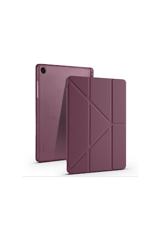 Maks Technology Galaxy Uyumlu Tab A11 Plus Kılıf Mkst Tri Folding Kalem Bölmeli Standlı Kılıf - Koyu Mor Tablet Kılıfı
