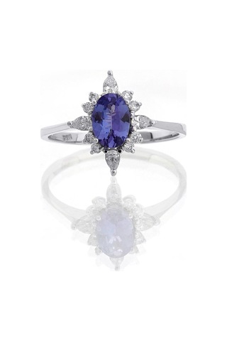 Tanzanite Pırlanta Tektaş Yüzük Beyaz