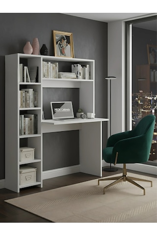 Premium Mdf Ürün Modern Kitaplıklı Çalışma Masası Raflı Öğrenci Ve Home Ofis Bilgisayar Masası Beyaz