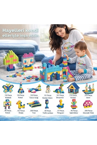 Yaratıcı Modüler Yapı Blokları Tak Çıkar Eğitici Oyuncak 300 Parça 3+ Yaş