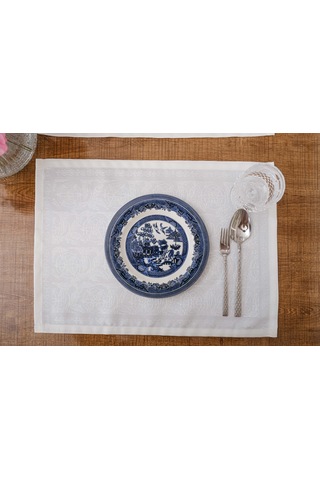 Finezza İris Jakar Polyester Kumaş Krem Amerikan Servis 33,5x46 cm Bej 4 Ad-1391 Krem