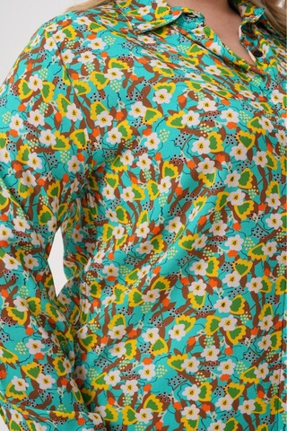Polologin Butik Küçük Yeşil Sarı Çiçekli Viskon Tunik Yeşil