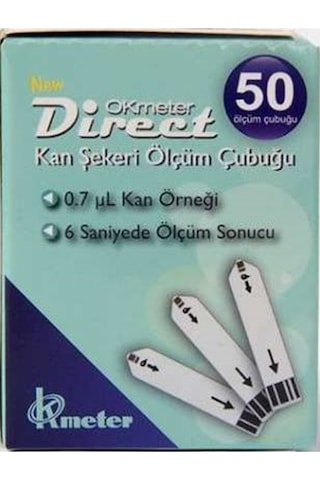 Okmeter Direct Şeker Ölçüm Cihazı + Strip 50 Adet + İğne 10 Adet
