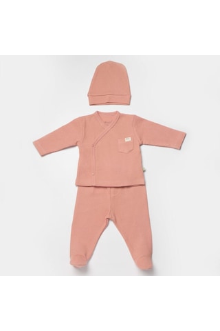 Biorganic Waffle Smile 3'lü Bebek Seti 73323 Bej