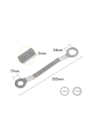 Ranyeek Motor Geyik Vidası Çıkarma Aracı - 17mm/24mm İki Uçlu Altıgen/çiçekli Anahtar - Profesyonel Bakım Aleti Cr-v Çelik