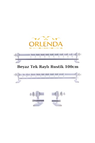 Ahşap Başlıklı Alminyum Boru Rustik Perde Askısı Tek Raylı 100 CM