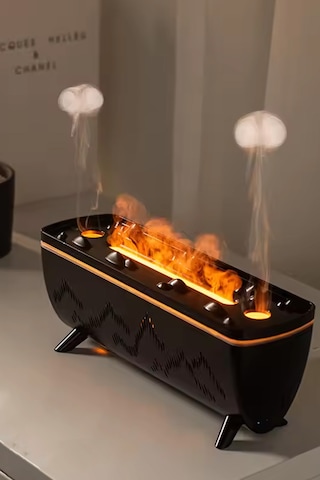 Hava Nemlendirici Ve Yağ Difüzörü - Aromaterapi Makinesi - 3 Renk Led Işık Siyah