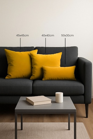 Kadife Serisi Koyu Sarı Kırlent, Yastık Kılıfı En: 40 Boy: 40 Koyu Sarı