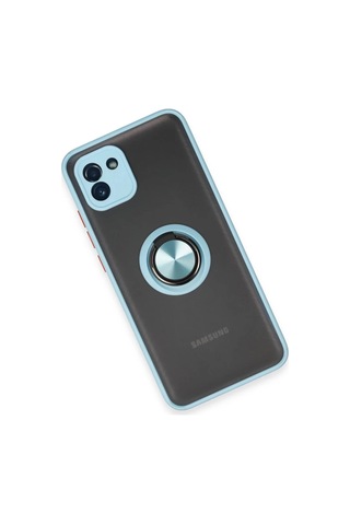 Galaxy A03 Kılıf Montreal Yüzüklü Silikon Kapak - Buz Mavi