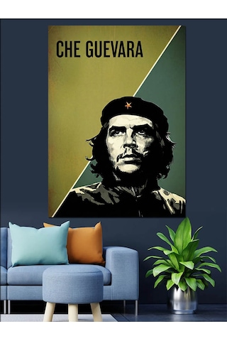 Che Guevara Portre Posteri Dekoratif Kanvas - Mdf Ahşap Tablo