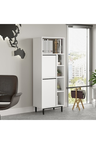 Robin Home Lidya Ofis Klasör Dolabı Kitaplık 2 Kapaklı Metal Ayak