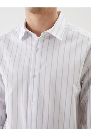 Lcw Vision Beyaz Regular Fit Kısa Kollu Çizgili Oxford Erkek Gömlek