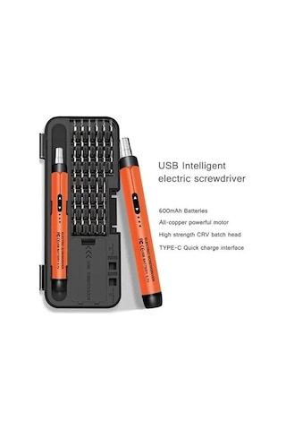 Jenerik 3.7v Şarjlı Mini Elektrikli Tornavida Seti 500mah Type-c Manyetik Hassas Uçlu Vida Seti 38 P