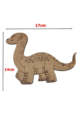 Ahşap Boyanabilir Dinozor Figürü Brontosaurus 17x14 Cm - 3mm Mdf Eğitici Boyama Seti 10 Adet
