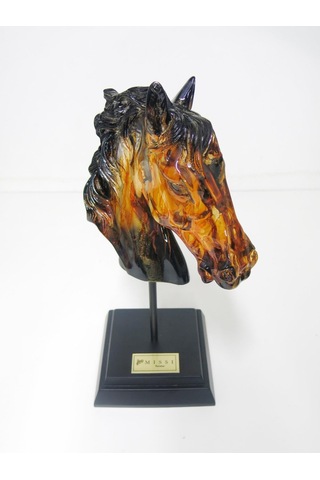 MİSSİ ÖZEL EL YAPIMI DEKORATİF AMBER AT BÜST/HEYKEL