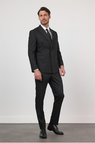 İmza Siyah Kırlangıç Yaka Kruvaze 6 Drop Slim Fit Tam Astar Esnek Takım Elbise 1001260159