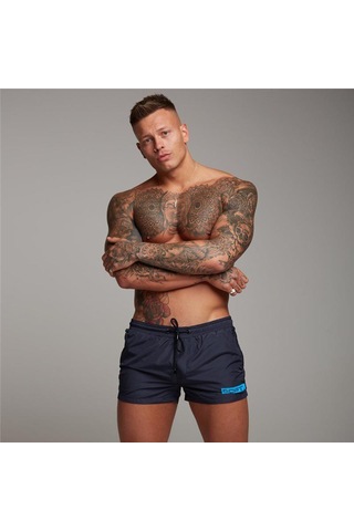 Mavi Muscleguys Erkek Yumuşak Ve Pürüzsüz Plaj Şortu Spor Salonu Spor Sweatshorts Vücut Geliştirme Elastik Bel Baskı Pantolon Ince Rahat Tatil Şort Mavi