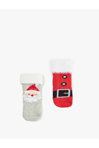 Koton Noel Baba Baskılı 2'li Yılbaşı Çorabı Multıcolor 6wmb80009aa Mavi