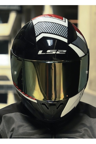 Ls2 Rapid 2 Race Extra Beyaz-kırmızı Fullface Motosiklet Kaskı Gold Camlı Beyaz - Kırmızı