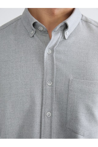 Lcwaıkıkı Classic Gri Regular Fit Armürlü Erkek Gömlek