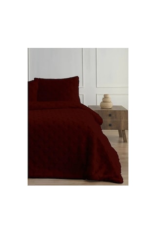 Ak Home Textile Diamond 3 Parça Pietra Çift Kişilik Kürk Comforter Yorgan Seti - 220x240 Cm - Orijinal Çantalı Bordo