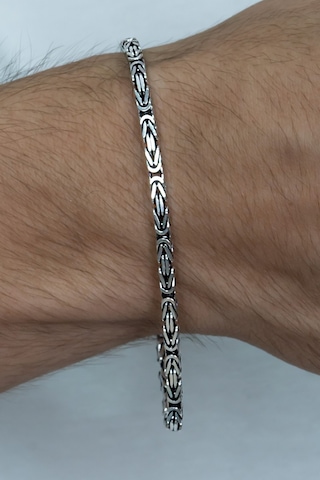 Takı Dükkanı 925 Ayar Gümüş Erkek Bileklik Kare Kral Model 3,1mm Genişlik 20cm Uzunluk msb08