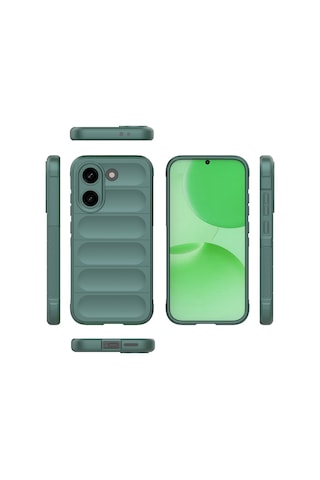 Xiaomi Poco X8 Pro Uyumlu Kılıf Esnek Tpu Oyuklu Arka Yüzey Tasarımlı Silikon Kapak Koyu Yeşil