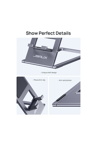 Jsaux Ayarlanabilir Telefon Ve Tablet Tutucu Katlanabilir Telefon Standı Mini , İphone 14 13 12 11 Pro Max Uyumlu Tablet Telefon Standı Sp0112 Gri