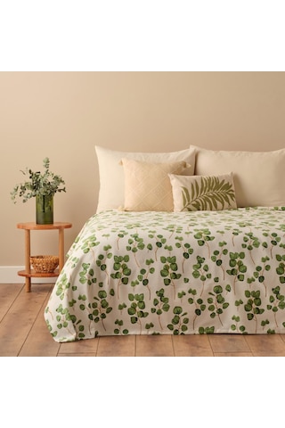 Bella Maison Ocaliptus Pamuklu Tek Kişilik Baskılı Pike Yeşil 150x220 CM Yeşil