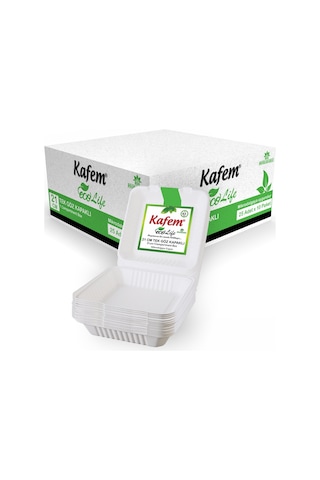 Kafem Ekolojik TekGöz Kapaklı Karton Tabak 25 li x 10 Paket (Koli)