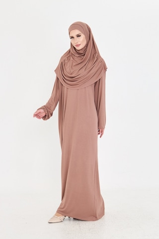 2 Parça Namaz Elbisesi Viskon Düz 2504 10 Vizon