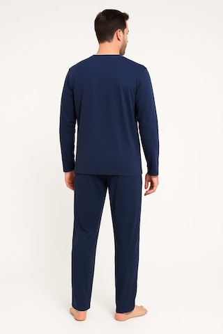 Erkek 6150-19 Uzun Kol % 100 Pamuk Pijama Takımı İndigo İndigo