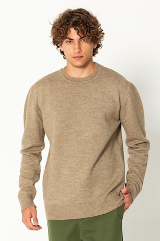 Erkek Kaşmir Dokulu Bisiklet Yaka Şık Triko Kazak Vizon