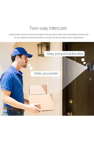 Akıllı Video Kapı Zili Tuya Wifi 3 Milyon İki Yönlü Diyafon Hd Gözetim Arayüzü Type-c