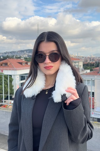 Mollycrush Suni Kürk Yumuşak Boyunluk Premium Mıktanıslı Kışlık Kadın Beyaz Peluş Boyunluk Beyaz