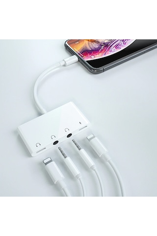 Ally Apple Uyumlu iPhone 11-11 Pro-XS-XR-7-8 4 In 1 OTG Ses Adaptörü Çift DC