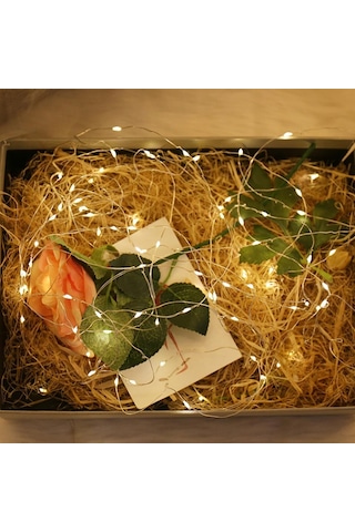 Peri Led Işık 5 Metre Sarı Pilli Aydınlatma Şerit Saçak Spot Süsleme Siyah