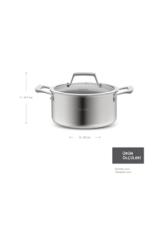 Karaca Plasma Steel 3Ply İndüksiyon Tabanlı Çelik Tencere 22 Cm